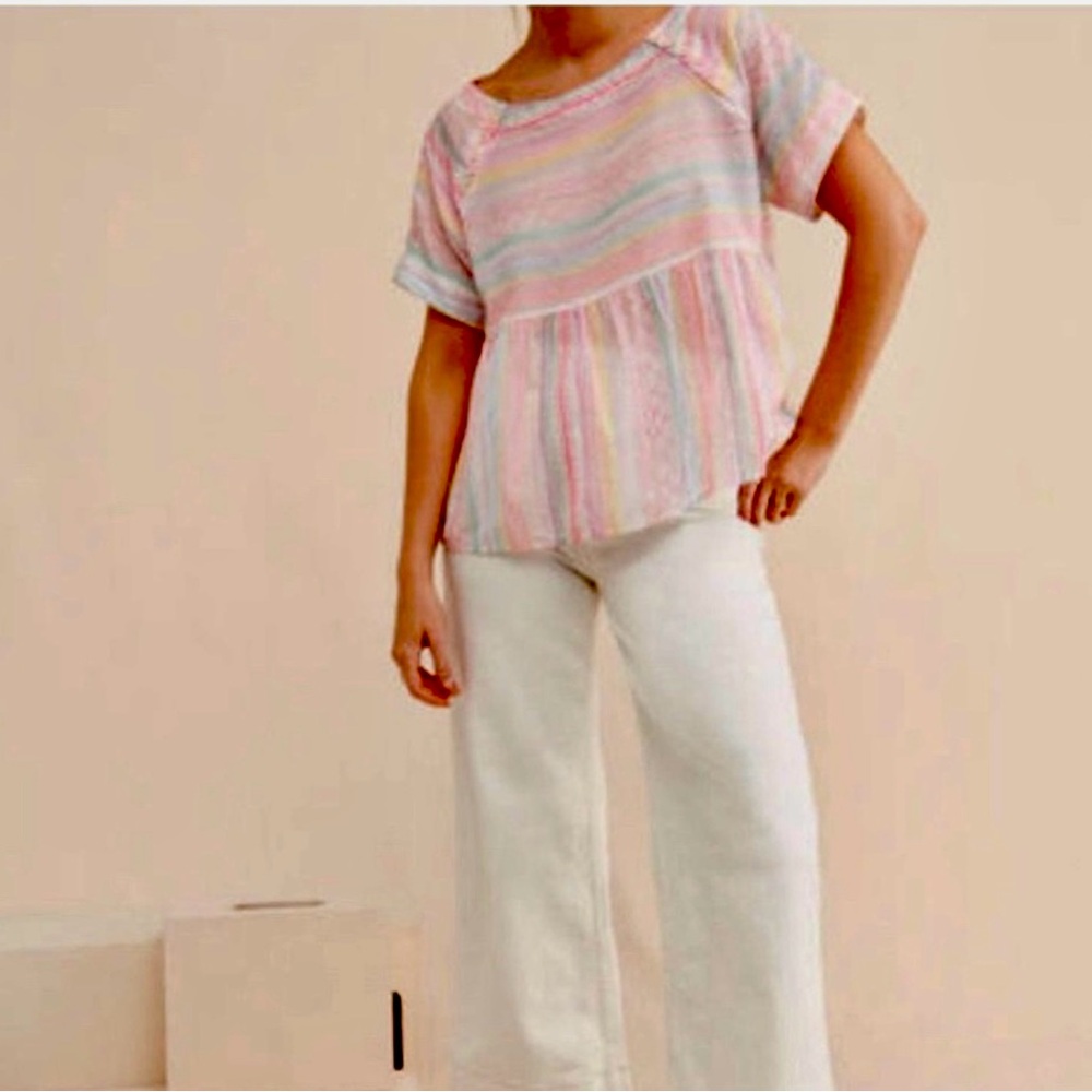 Anthropologie Letty Embroidered Babydoll Top